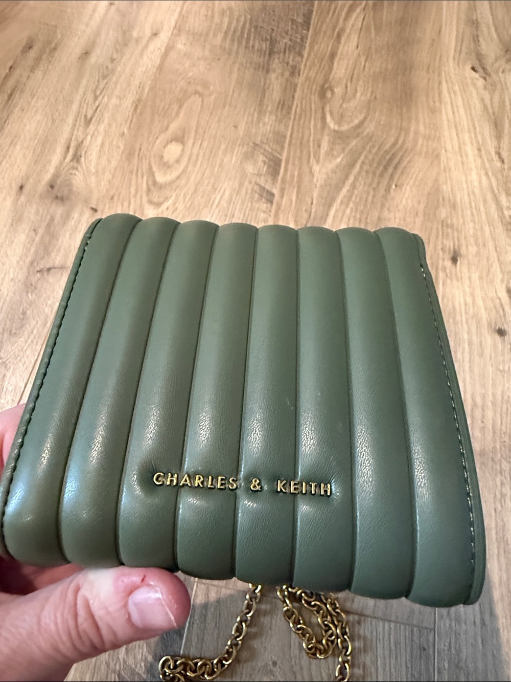 Charles & Keith Olive Quilted Crossbody with Gold Chain - Picture 8 of 8